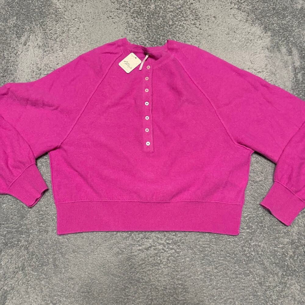 Free People Porta Cashmere Henley Sweater Womens Small Pink
